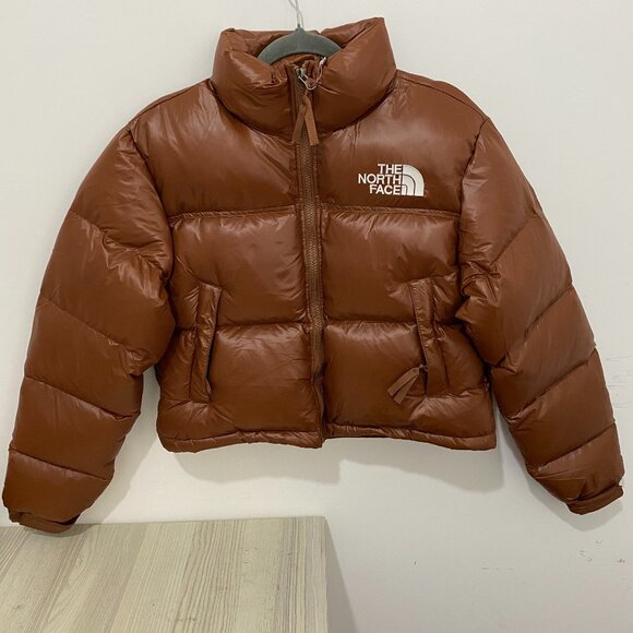 Women's The North Face Brown Short Down Jacket - Picture 1 of 10